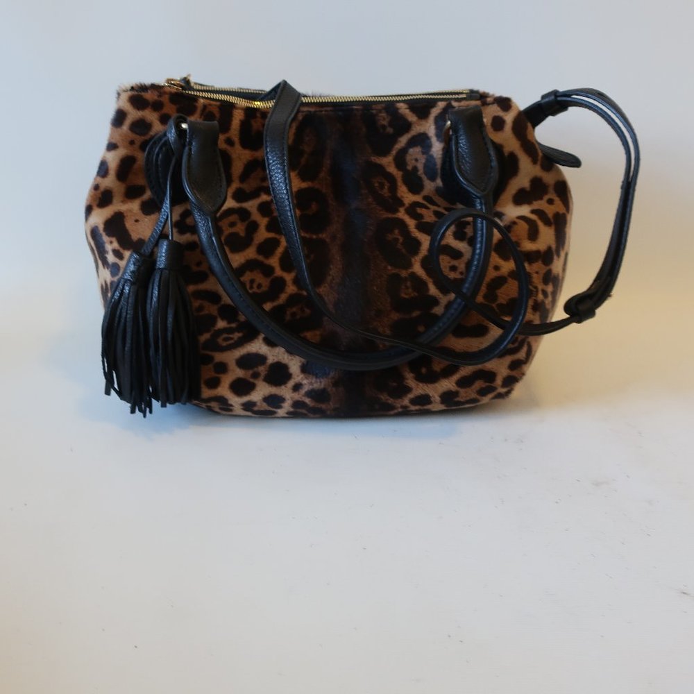 J. Crew Leopard Print Satchel with Black Accents - Picture 9 of 12